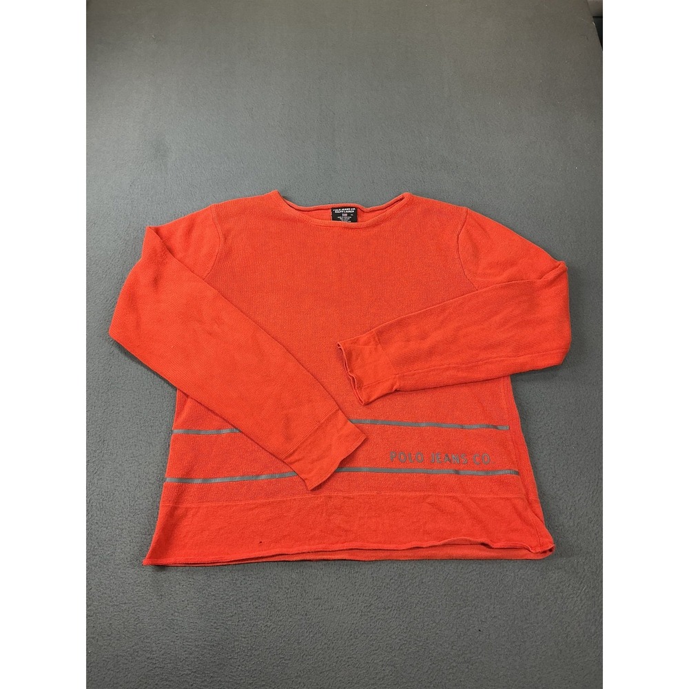 Polo Jeans Co. Ralph Lauren Tunic Sweater Womens XL Orange Crewneck Tight-Knit